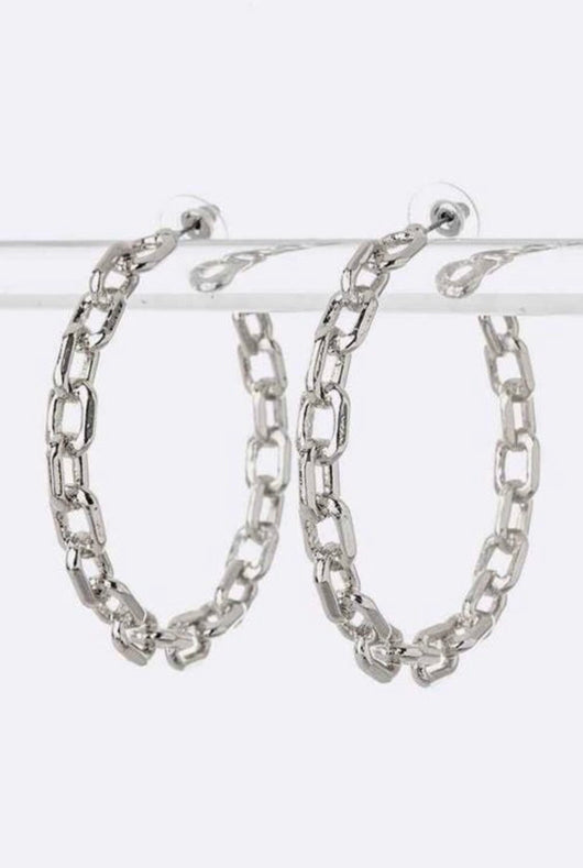 Britney Hoop Earrings - Silver