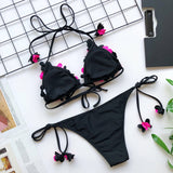 Del Rey Black and Pink Bikini Set