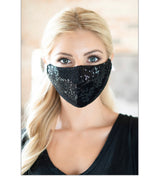 Queen of Rock Sparkling Black Face Mask